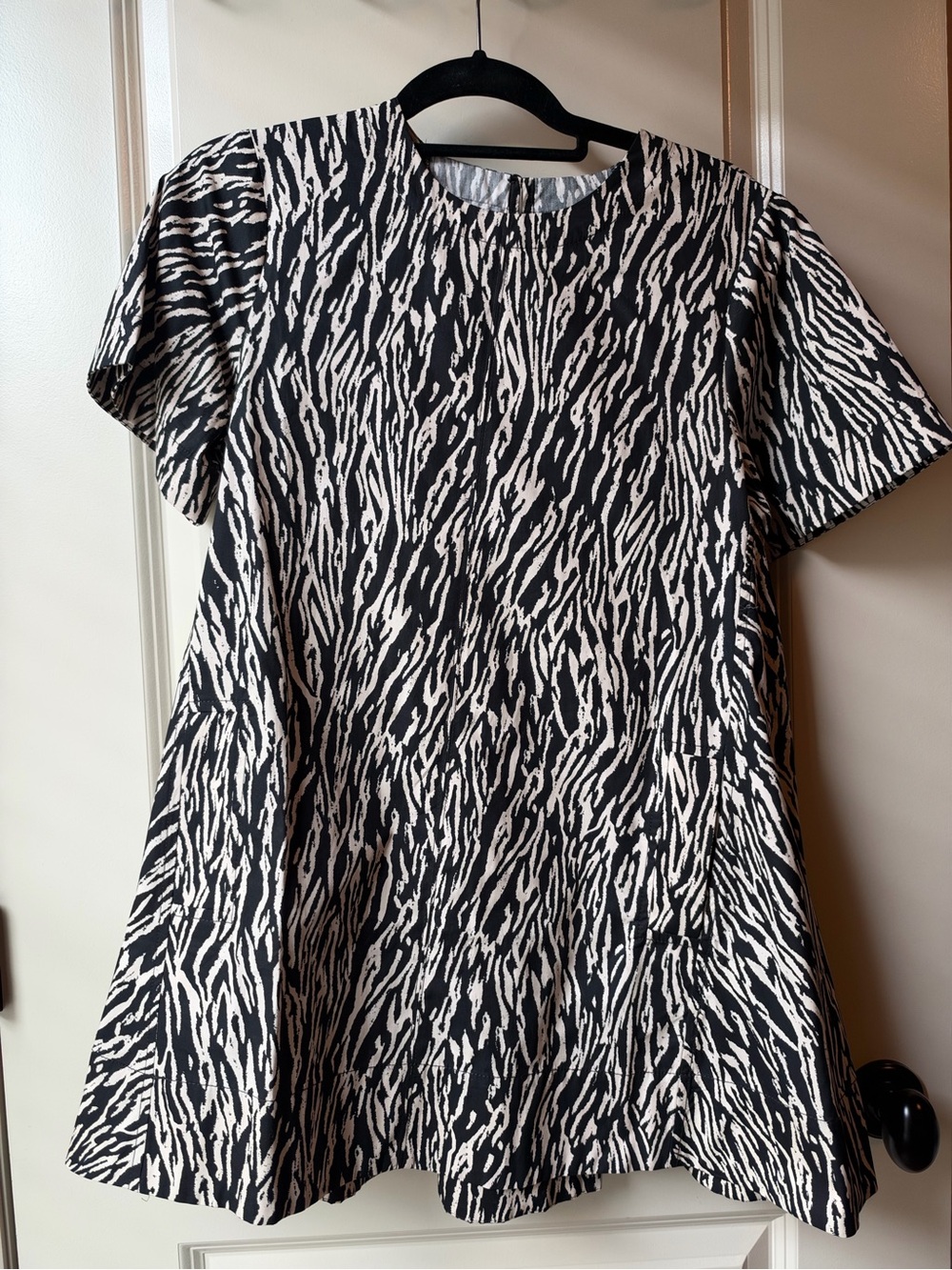 Anthropologie Black and White Zebra-Pattern Mini Dress